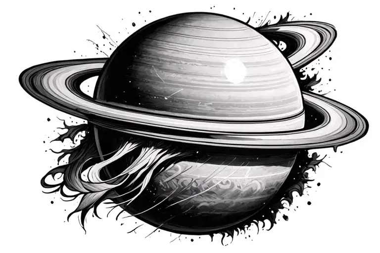 saturn sketch with faith hope love tattoo design idea