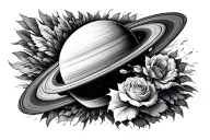 saturn sketch with faith hope love tattoo design idea