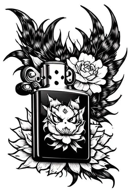 sukuna from jjk on a zippo lighter tattoo design idea
