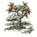 four almond trees in four seasons changing its direction tattoo design idea