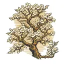 four almond trees in four seasons changing its direction tattoo design idea