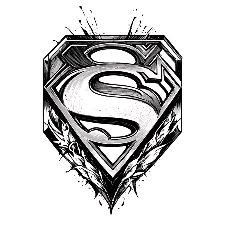 Superman symbol detorating tattoo design idea