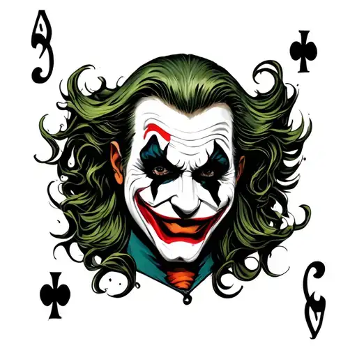 joker card featuring happy mask tattoo design idea