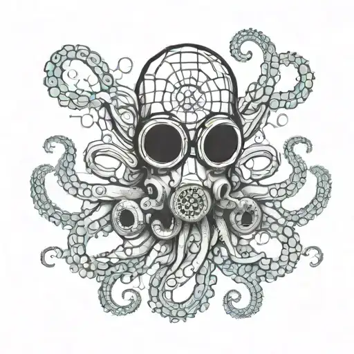 octopus with gas mask tattoo design idea