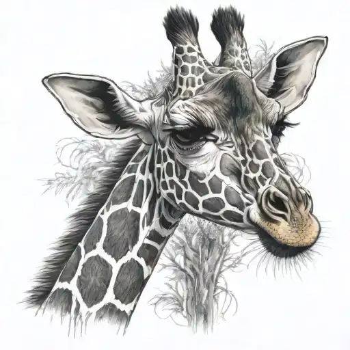 giraffe standing tattoo design idea