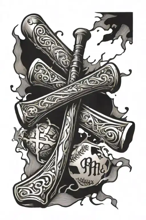 broken baseball bat cross tattoo tattoo design idea
