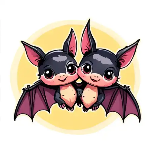 two cute bats tattoo design idea