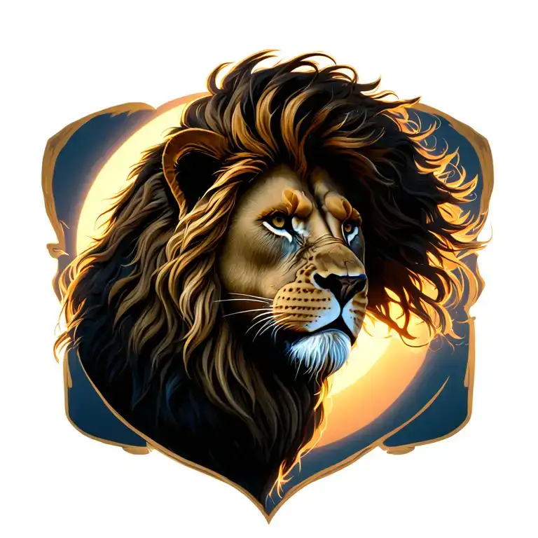 lion sin of pride escanor tattoo with sun behind it tattoo design idea