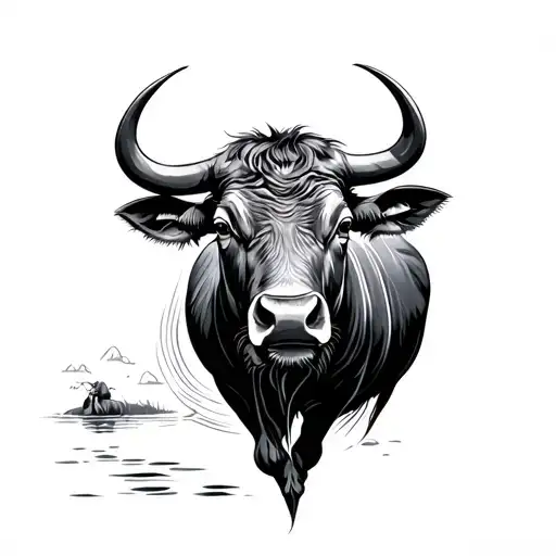 Vietnam and water buffalo tattoo design idea