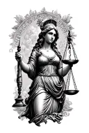 lady justice holding scales tattoo design idea
