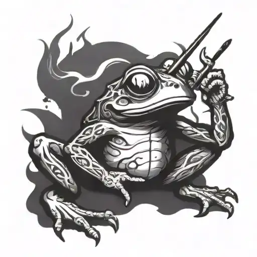 ninja frog smoking tattoo design idea