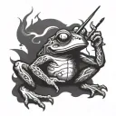 ninja frog smoking tattoo design idea