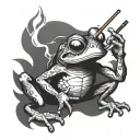 ninja frog smoking tattoo design idea