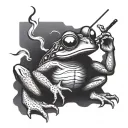 ninja frog smoking tattoo design idea