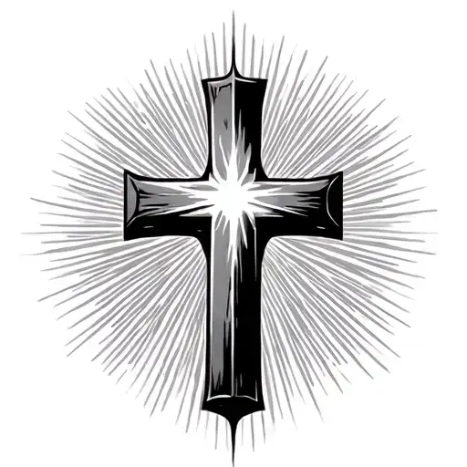 Cross With Light Rays tattoo design idea