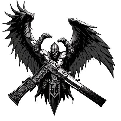 warrior, St Michael, Lucifer, law enforcement military thin tattoo design idea