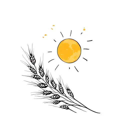 moon, sun, wheat grass tattoo design idea