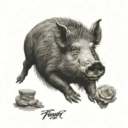 boar hog forever young woman tattoo design idea