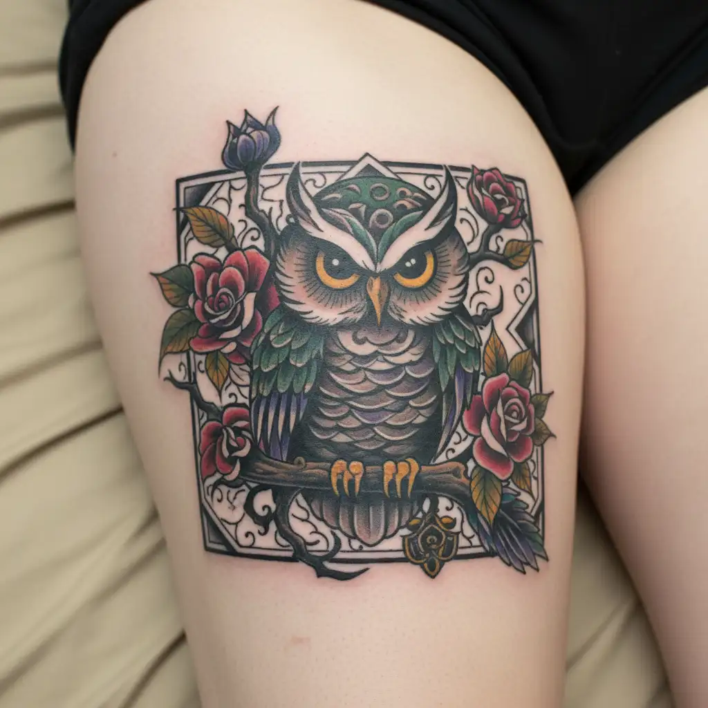 loneliness war betrayal owl tattoo design idea