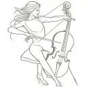 a firebird riding a Chevy while playing the cello tattoo design idea