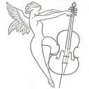 a firebird riding a Chevy while playing the cello tattoo design idea
