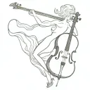 a firebird riding a Chevy while playing the cello tattoo design idea