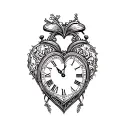 "M" heart with clock tattoo design idea