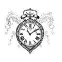 "M" heart with clock tattoo design idea