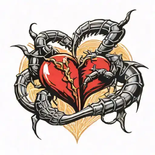 two scorpions battling making a heart shape with their tails  tattoo design idea