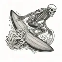 skeleton surfing tattoo design idea