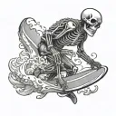 skeleton surfing tattoo design idea