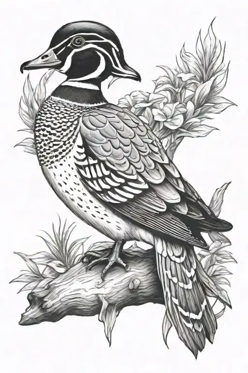 Louisiana swamp wood duck tattoo design idea