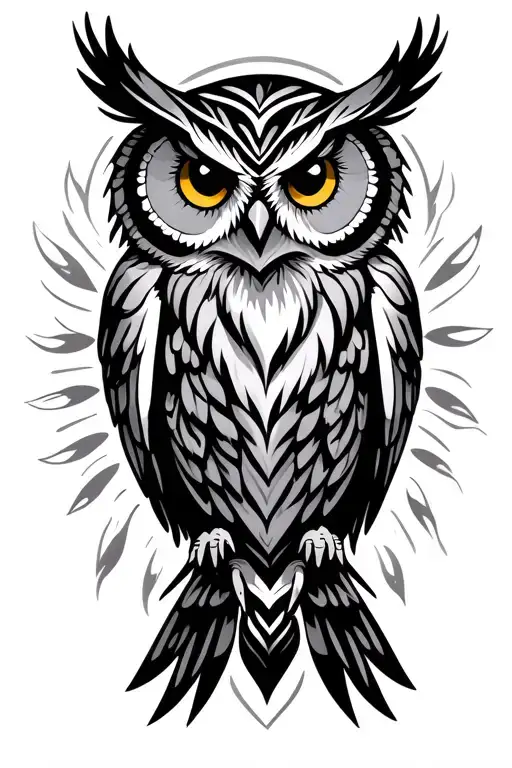 tribal owl flying tattoo design idea