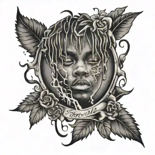 999 Juice Wrld album cover tattoo design idea