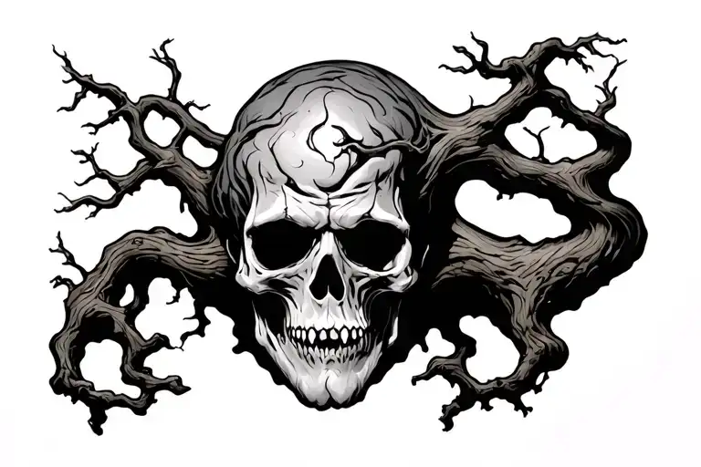 Old tree, deads mans on him tattoo design idea