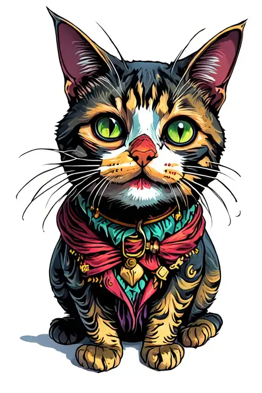 zombie cat tattoo design idea