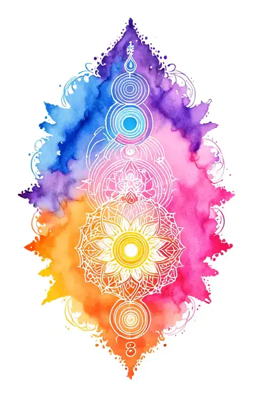 7 chakras fineline colour or water colour tattoo tattoo design idea