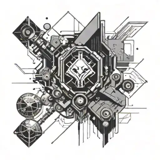 Cyberpunk 2077 cyberware symetrical and geometrical tattoo design idea