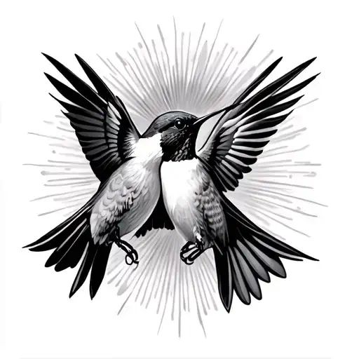 2 hummingbirds facing each other  tattoo design idea