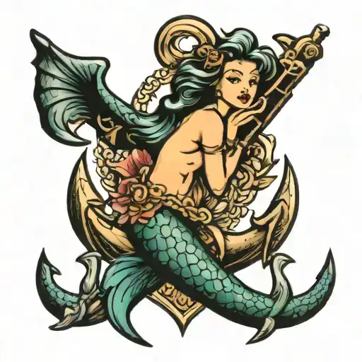 mermaid anchor tattoo tattoo design idea