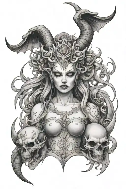 demon goddess Lillith tattoo design idea