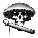 mushroom skull with a fat blunt hanging in its mouth tattoo design idea