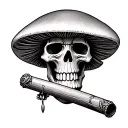 mushroom skull with a fat blunt hanging in its mouth tattoo design idea