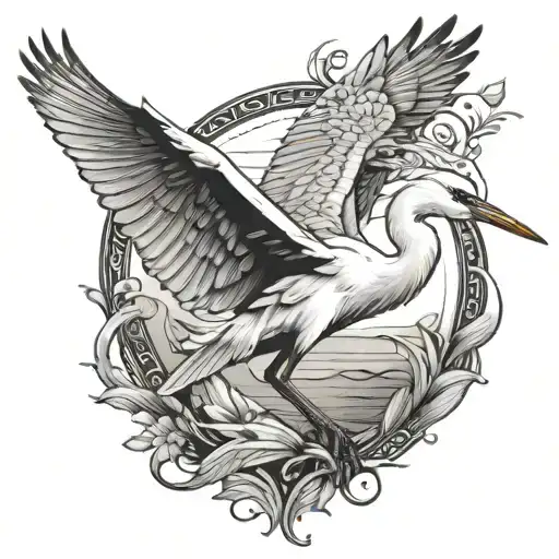 Egret tattoo design idea