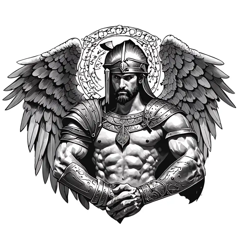 Roman Soldier Sparta style wings tattoo design idea