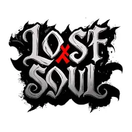 Lost Soul script with red X through text tattoo design idea