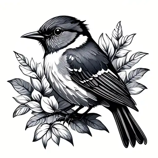 wren bird tattoo design idea