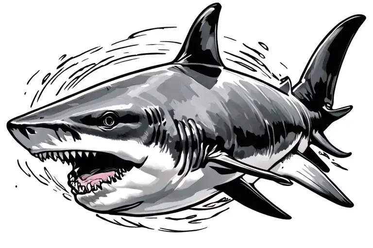 Bull shark swimming tattoo design idea