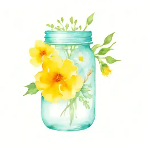 mason jar flowers with band aid  tattoo design idea