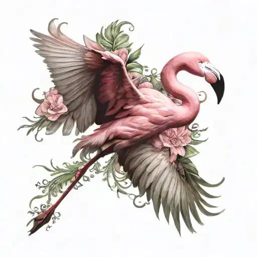 flamingo loosing pink color tattoo design idea